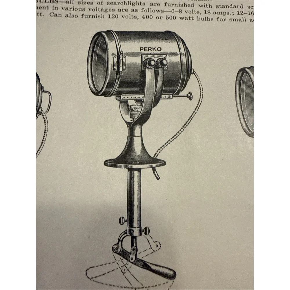 VTG 1930 Print Ad Perko Marine Searchlight Boat Light Ship Yacht Ocean Costal